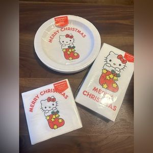 Hello Kitty Merry Christmas Party Dessert Plates and Napkins Set